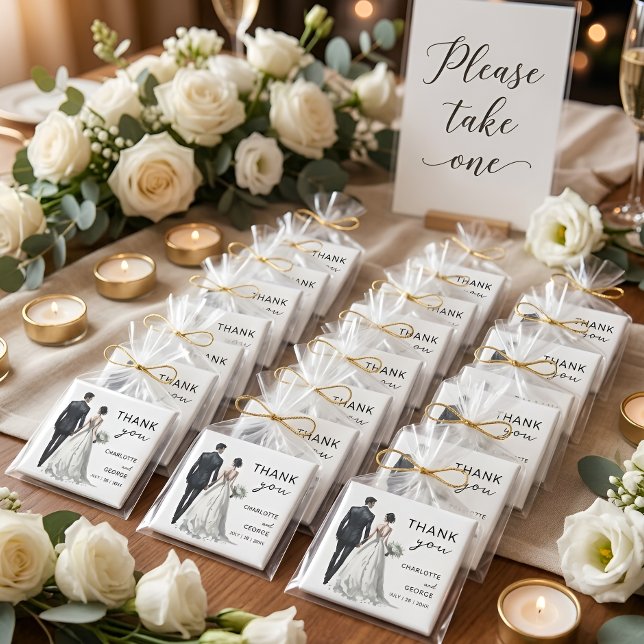 Bride and Groom Illustration Wedding Favours Magnet (Creator Uploaded)