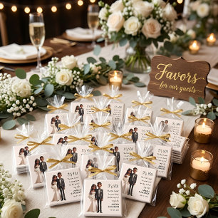 Bride and Groom Illustration with love quote Magnet