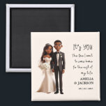 Bride and Groom Illustration with love quote Magnet<br><div class="desc">Bride and Groom Illustration with love quotes Wedding Favours Magnet Elevate your wedding with our "Bride and Groom Illustration Wedding Favours with love quotes Magnet." Love Quotes written "It's YOU the one I want to come home for the rest of my life" Personalise these charming magnets with your names and...</div>