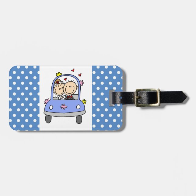 Bride and Groom in Car Luggage Tag (Front Horizontal)