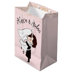 Bride and Groom in Gold Confetti Medium Gift Bag