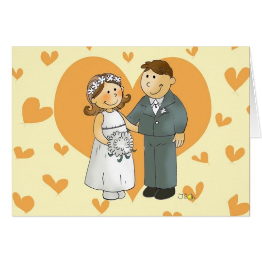 bride and groom in heart card