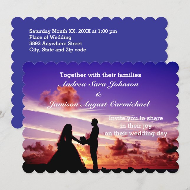 Bride and Groom in Sunset Wedding Invitation (Front/Back)