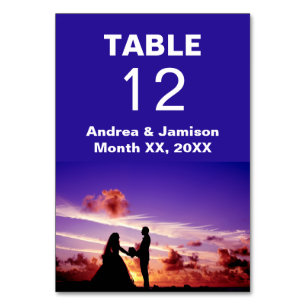Bride and Groom in Sunset Wedding Table Card