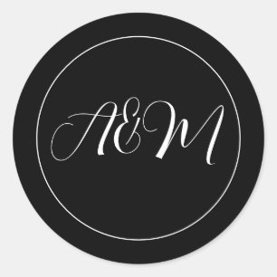 Bride and Groom Initials Wedding Classic Round Sticker