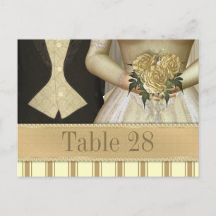 Bride and Groom (ivory) Wedding Table Number Postcard