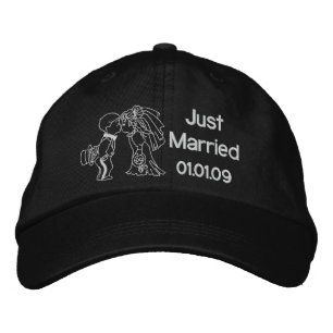 Bride and Groom Kiss - Just Married Embroidered Hat