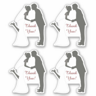 Bride and Groom Kiss Wedding Thank You Contour