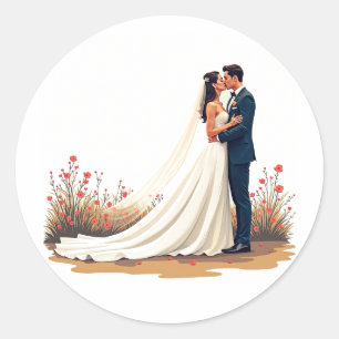 Bride and Groom Kissing Sticker