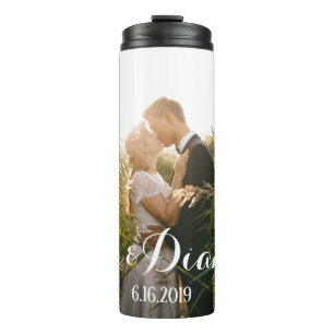Bride and groom kissing thermal tumbler