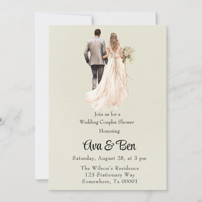 Bride and Groom Light Green Wedding Couples Shower Invitation (Front)