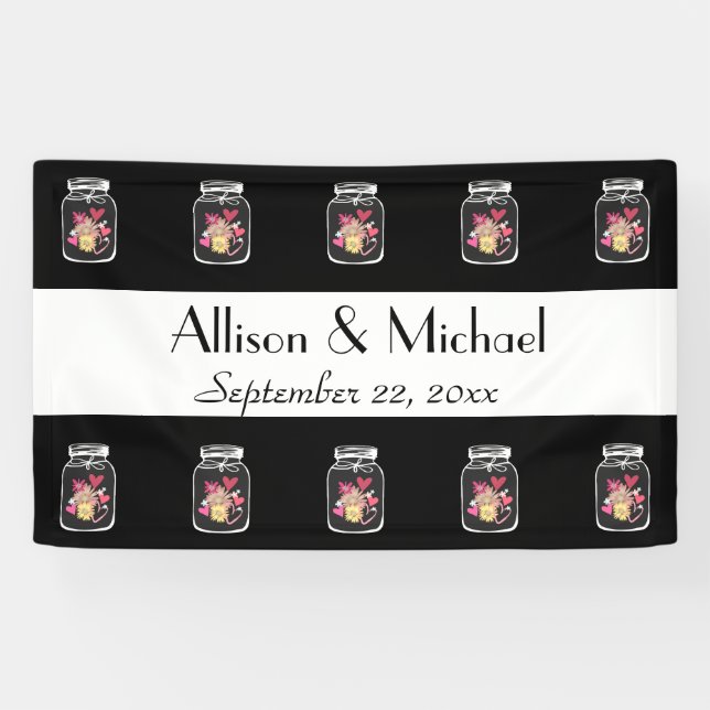 Bride and Groom Mason Jars Choose Your Colour Banner (Horizontal)