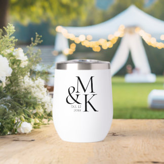Bride And Groom Minimalist Monogram Date