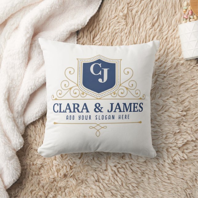 Bride And Groom Monogram Names Elegant Weeding Cushion (Blanket)
