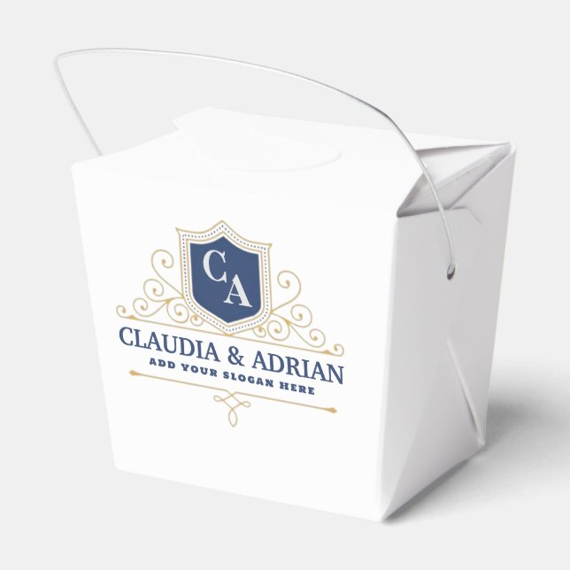Bride And Groom Monogram Names Elegant Weeding Favour Box (Back Side)