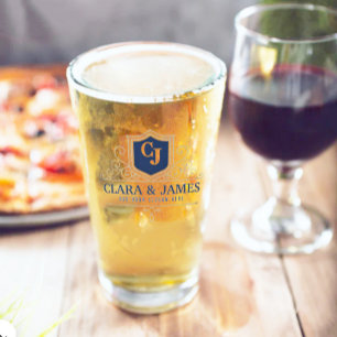 Bride And Groom Monogram Names Elegant Weeding Glass