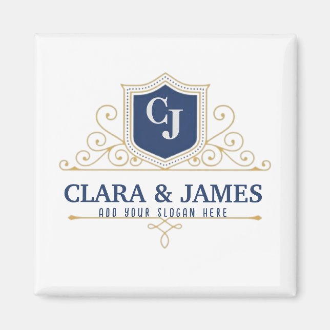Bride And Groom Monogram Names Elegant Weeding Magnet (Front)