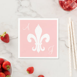 Bride and groom monogram paper napkins for wedding