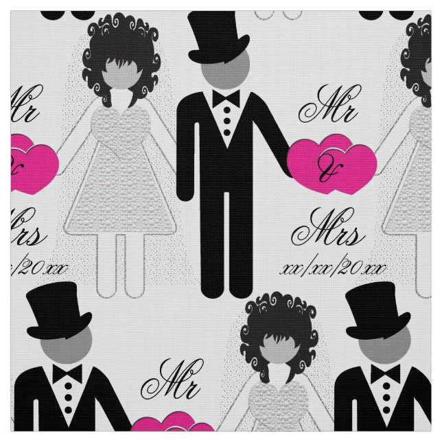 Bride and Groom Mr and Mrs Fabric (Swatch)