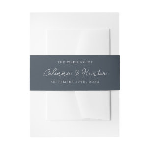Bride and Groom Names Blue Wedding Invitation Belly Band