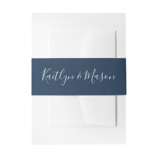 Bride and Groom Names Indigo Wedding Invitation Belly Band