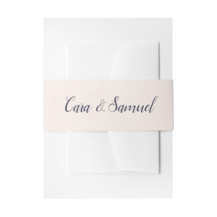 Bride and Groom Names Navy Blue Wedding Invitation Belly Band