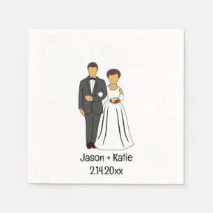 Bride and Groom Names Wedding Napkin