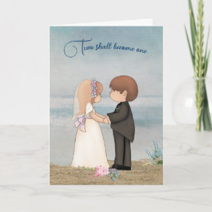 Bride and Groom On a Beach Card