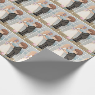 bride and groom on beach wrapping paper