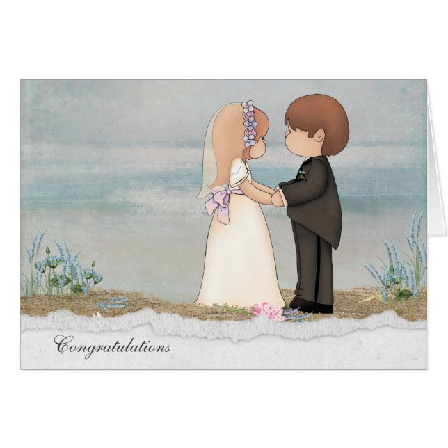 bride and groom on seashore (Front Horizontal)
