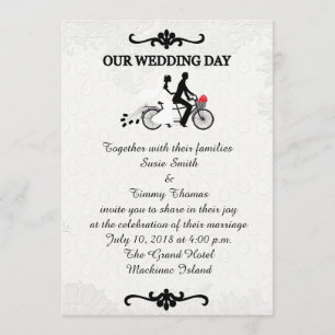 Bride and Groom on Tandem Bicycle Wedding Invitati Invitation