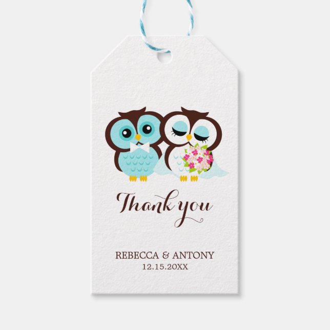 Bride and Groom Owls Gift Tags (Front)