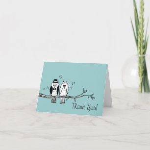 Bride and Groom Owls Thank You Note Card