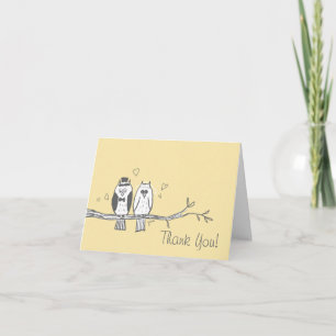Bride and Groom Owls Thank You Note Card