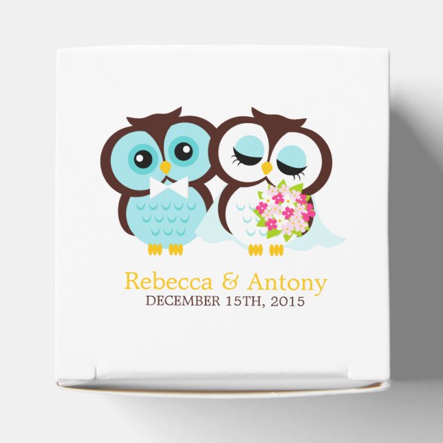 Bride and Groom Owls Wedding Favour Box (Top)