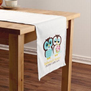 Bride and Groom Owls Wedding Short Table Runner