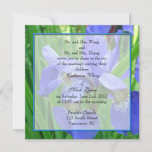 Bride and groom parents' invitation, blue iris invitation