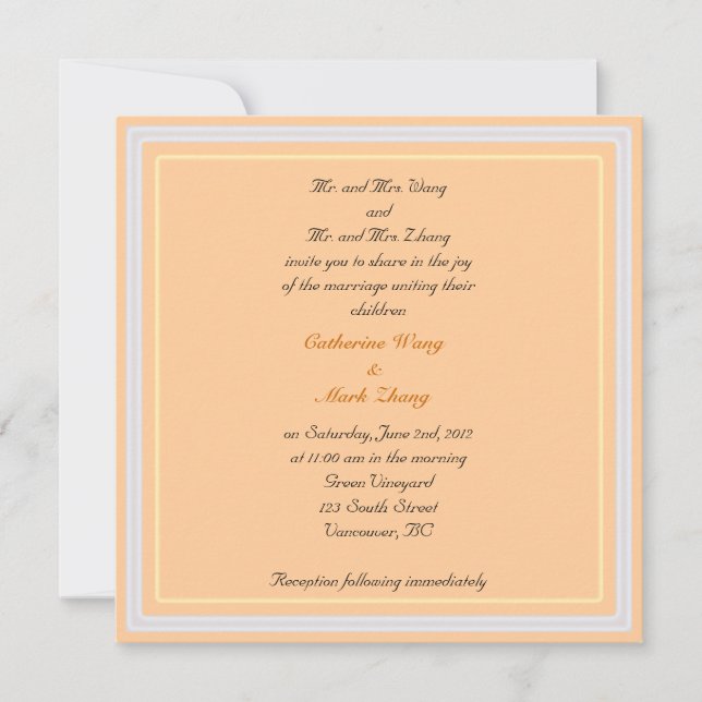 Bride and groom parents'  invitation, wedding invitation (Front)