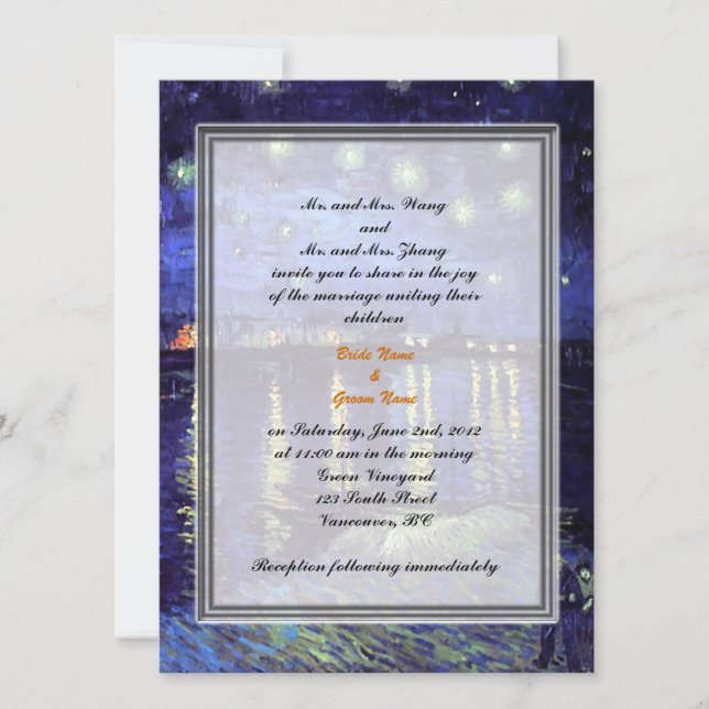 Bride and groom parents'  wedding invitation (Front)