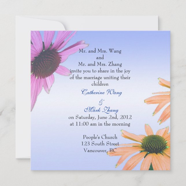 Bride and Groom parents, wedding invitation (Front)