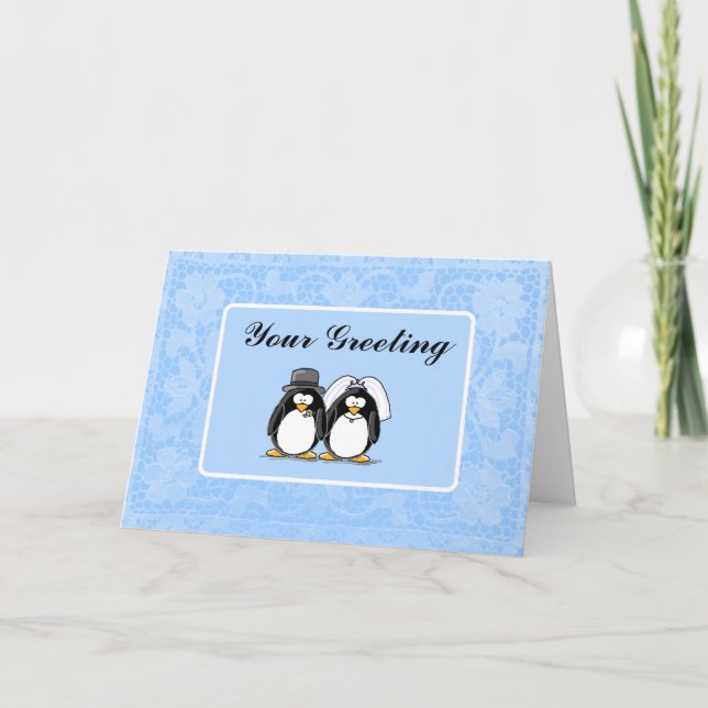 Bride and Groom Penguin Card (Front)