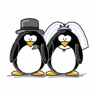 Bride and Groom Penguin - photo scuplture Standing Photo Sculpture