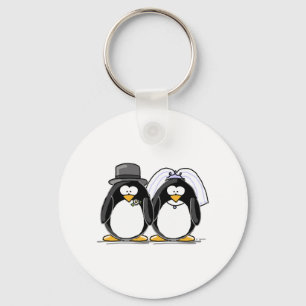 Bride and Groom Penguins Key Ring