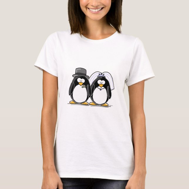 Bride and Groom Penguins T-Shirt (Front)