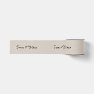 Bride and Groom Perfectly Pale Beige Grosgrain Ribbon