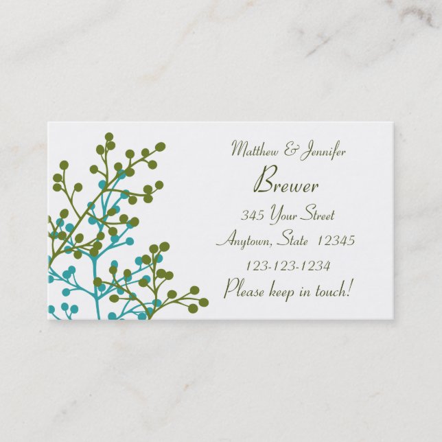 Bride and Groom Personal Contact Information Card (Front)