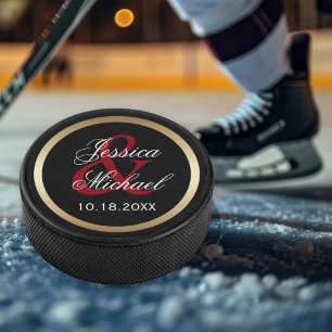 Bride and Groom Personalised Keepsake Hockey Puck