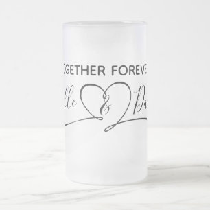Bride and Groom Personalised Together Forever Frosted Glass Beer Mug