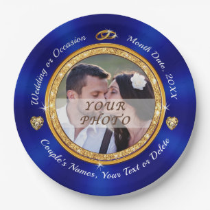 Bride and Groom Plates, Personalised and Photo Paper Plate