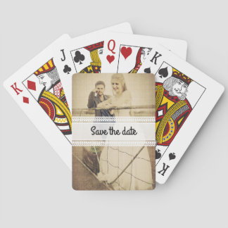 Bride and groom playing cards